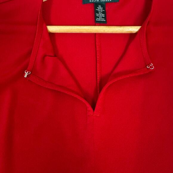 Lauren Ralph Lauren Womens Size XL Deed Red Long Sleeve Popover Top Keyhole Neck - Picture 8 of 11